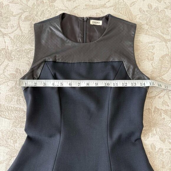 L'AGENCE Embossed Leather Trim Ponte Knit Flare Sleeveless Dress Size 2 - Picture 5 of 14